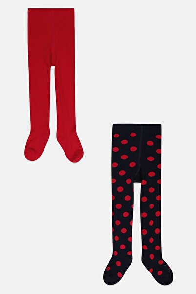 Tchibo Kids Girl 2 Pack Textured Tights, Navy