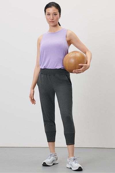 Tchibo Women Sportswear Fit Training Plain Trouser, Grey