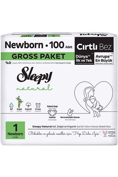 Sleepy 200 Pieces Baby Diapers - Natural Size, 2-5kg Newborn, Super Economic Gross Pk