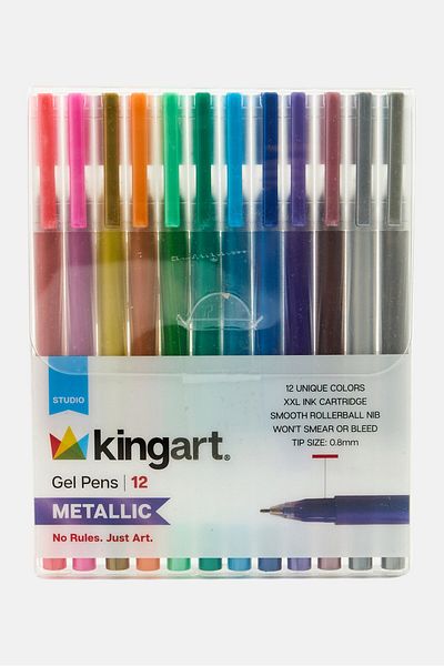 Kingart 12 Pieces Metallic Gel Pen, White