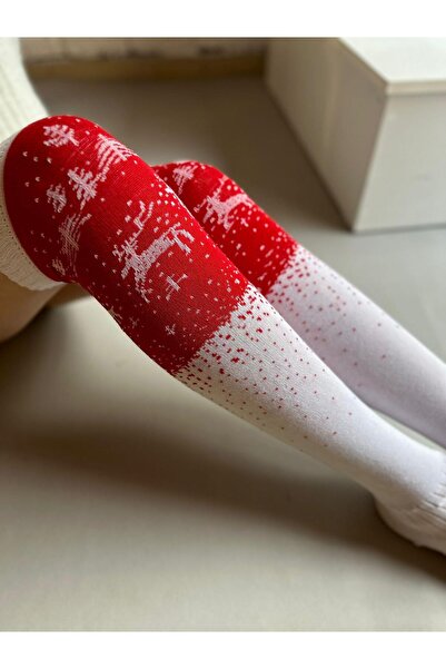 EREN STYLE Дълги плетени новогодишни чорапи с тема Честита Нова Година (55 CM)