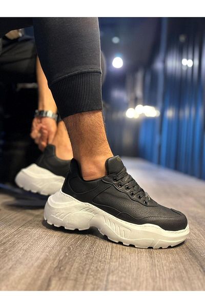 Knack High Sole Casual Shoes N75 Black (White Sole)