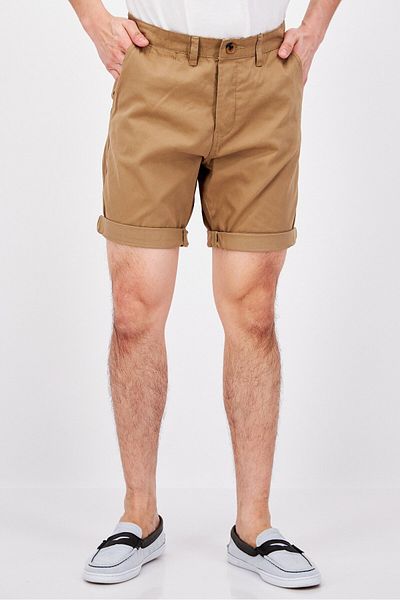 Threadbare Men Regular Fit Solid Basic Short, Tan