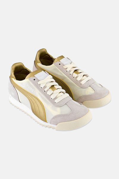 Puma حذاء روما أوج نايلون معدني برباط للخارج للأولاد من كيدز بوي، أبيض