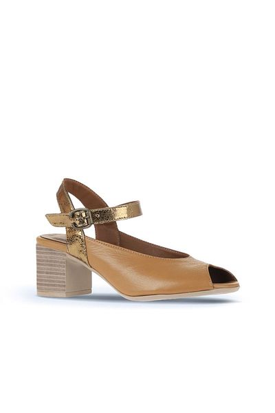 Bueno Shoes Дамски сандали на ток от естествена кожа в кафяво - 01wa2811