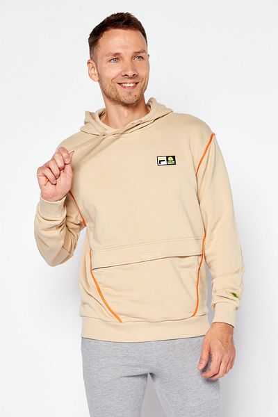 Fila Men Oversized Brand Logo Hoodies, Tan