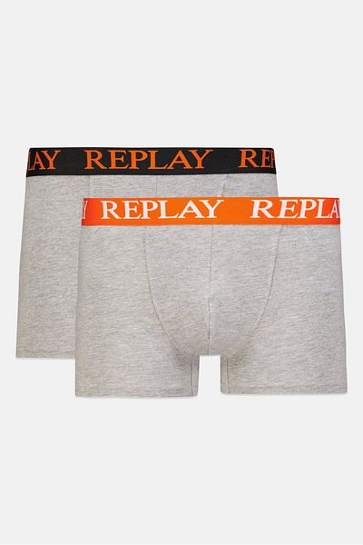 Replay Men 2 Pc Cotton Stretch Trunks, Grey