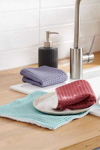 Tchibo 3 Pieces Dish Cloth 26 x 26 cm, White Combo