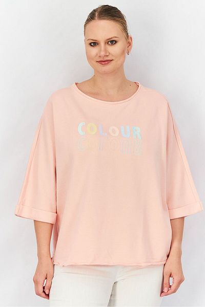 Tchibo Women Round Neck Embroidered Sweatshirt, Pink Combo