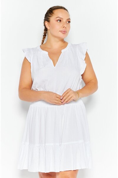 Michael Kors فستان قصير سادة للنساء، أبيض