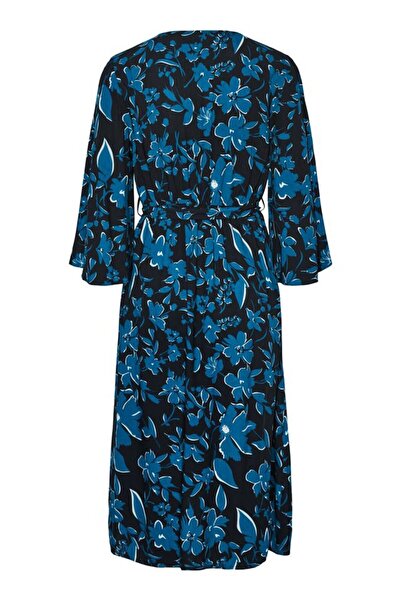 Tchibo Women Allover Print Belted Midi Dress, Blue