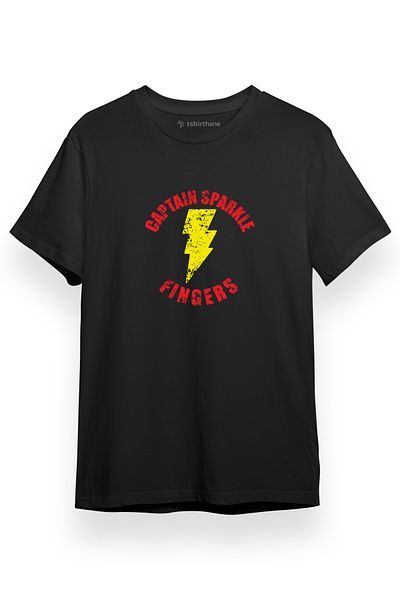 Tshirthane Ανδρικό μπλουζάκι Shazam Captain Sparkle Fingers μαύρο κοντομάνικο