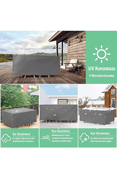 Breen Gri Bahçe Mobilya Koruma Örtüsü Branda 160x100x80 Cm - Santimetre, Su Geçirmez, Güneşten Korur