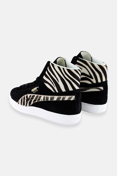 Puma Men Suede Mid Zebra Classic Osaka Zoo Lace Up Sport Shoes, Black