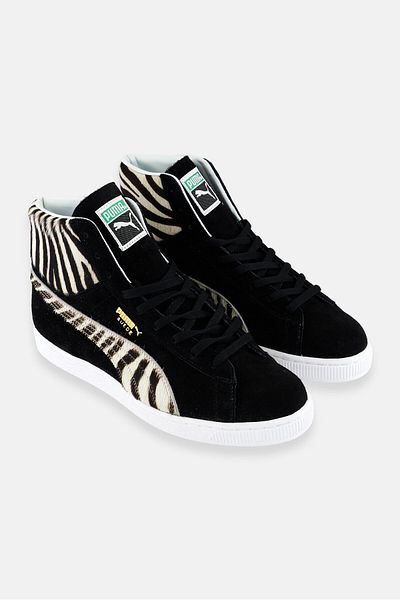 Puma Men Suede Mid Zebra Classic Osaka Zoo Lace Up Sport Shoes, Black