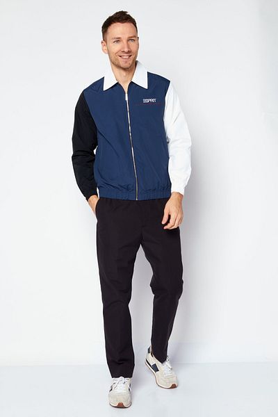 Esprit Men Brand Logo Windbreaker Jacket, Blue Combo