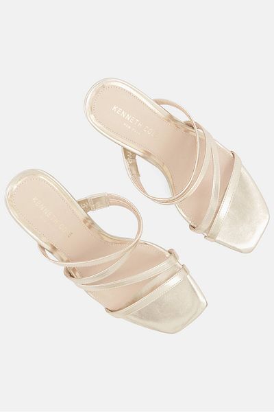 Kenneth Cole Women Slip On Square Toe Sandals, Gold