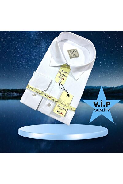 EREN STYLE Cămașă pentru bărbați cu mânecă lungă simplă (model obișnuit)