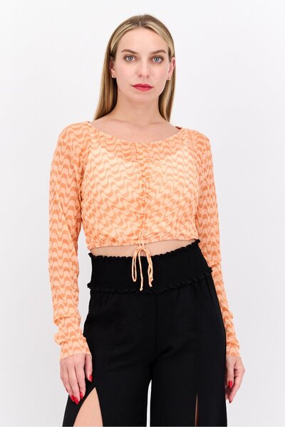 Dippin' Daisy's Women Abstract Mesh Top Beachwear, Orange