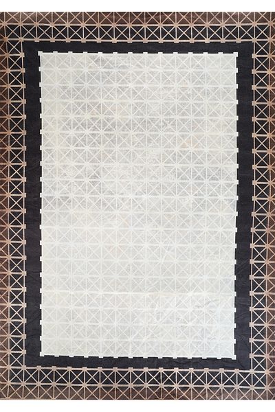 RENKLİBUTİK Modern Patterns Velvet Textured Elastic Sponge Non-Slip Washable Carpet Cover - 9 M2