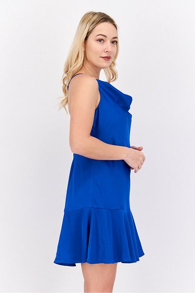 Aidan by Aidan Mattox Women Solid Satin Mini Sheath Dress, Blue