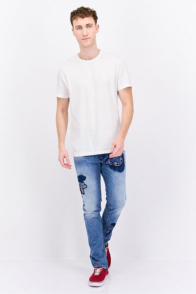 Trussardi Jeans Erkek سكيني فيت Yıkanmış Kot Pantolon، Mavi Kombin