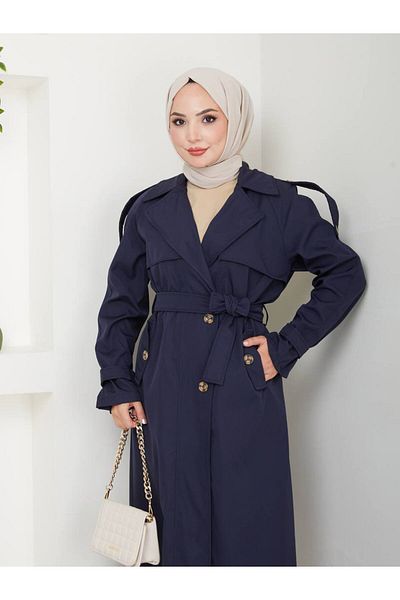 MY QILAM Cotton Waterproof Long Belt Double Breasted Collar Trench Coat - 10Nmr649