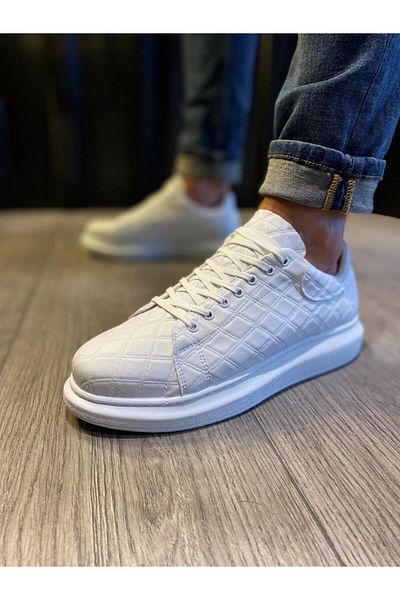 Knack White Quilted High Sole Casual Shoes - 044