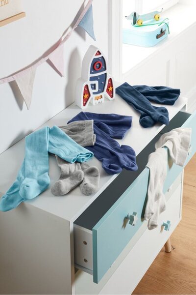 Tchibo Toddlers Girls 5 Pcs Organic Cotton Tights, Navy