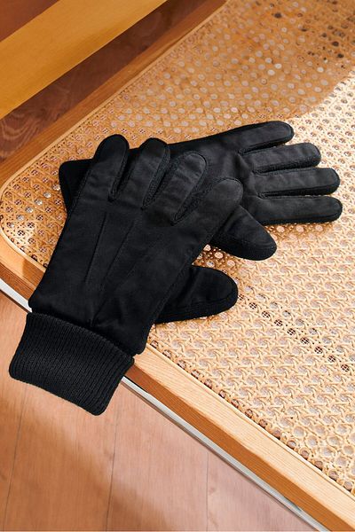 Tchibo Men Knitted Fleece Gloves, Black