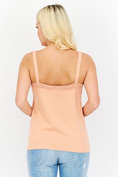 Anne Klein Women Square Neck Sleeveless Knitted Tank Top, Dark Peach