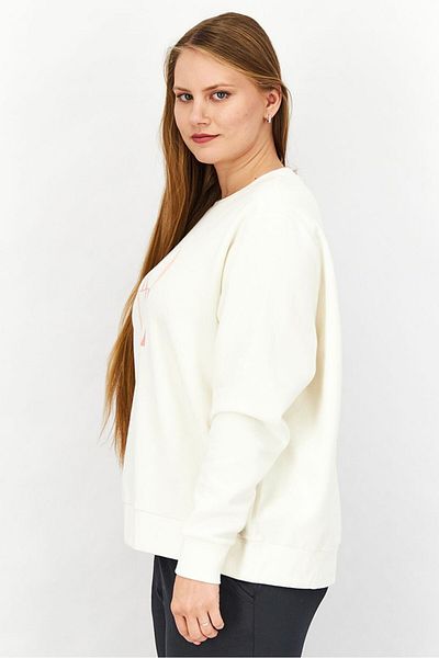 Tchibo Women Crew Neck Long Sleeves Graphic Sweatshirt, Cream