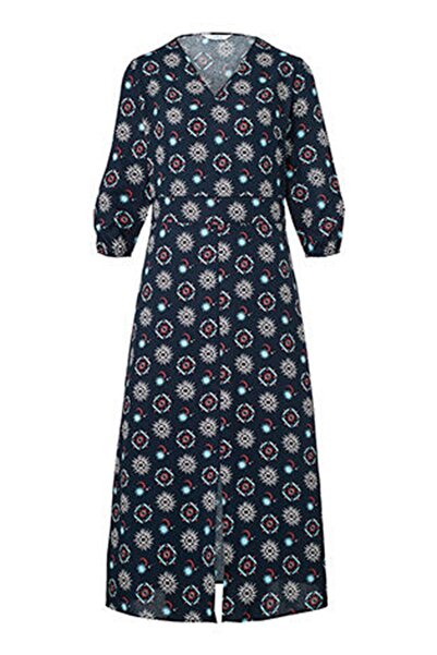 Tchibo Women Allover Midi Casual Dress, Navy Combo
