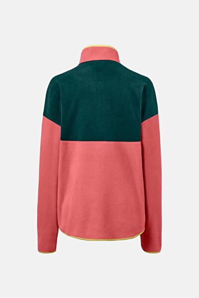 Tchibo Women High Neck Fleece Sweatshirt, Green/Pink