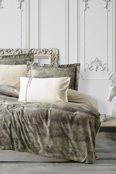 Cotton Box Elite Satin Σετ Παπλωματοθήκη Διπλό - Sendero Khaki