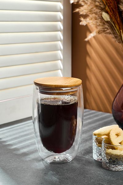 Perotti Lineo 450ml - Double Leather and Bamboo Lid Cup