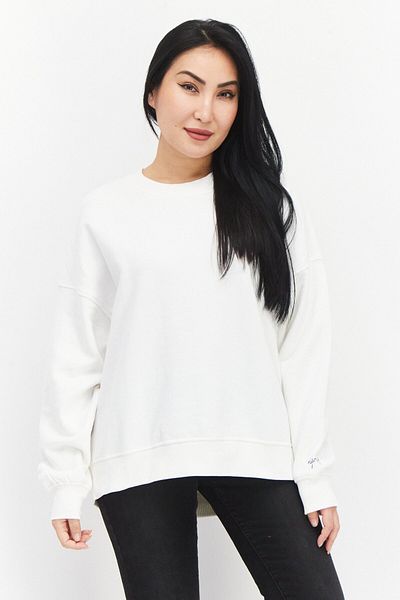 Esprit Women Crew Neck Plain Long Sleeve Sweatshirt, White