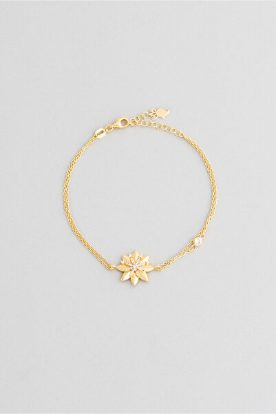 So CHIC... Kardelen 18 Ayar Beyaz Altın Kaplama 19 Cm Gümüş Minimal Bileklik