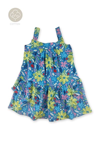difa kids Fata - Rochie de vara confortabila cu model floral albastru