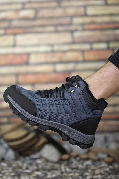 Evojean Unisex Navy Blue Αδιάβροχη Αντιολισθητική Σόλα Χειμερινές Μακριές Μπότες
