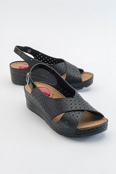 Ccway Women's Cross Strap Gel Sandals Black