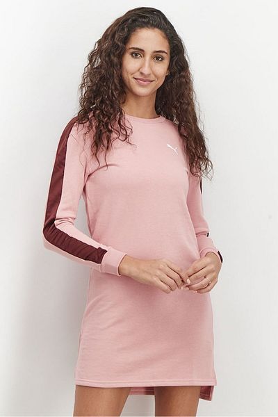 Puma Women Sportswear Fit Long Sleeves Outdoor Dress, Pink and Maroon