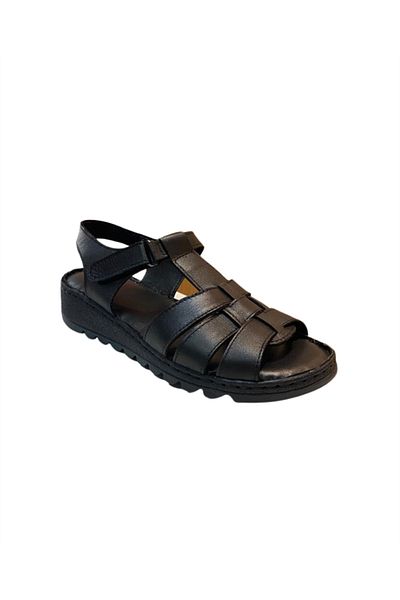 Neon Akm-008 Sandale negre pentru femei din piele naturală