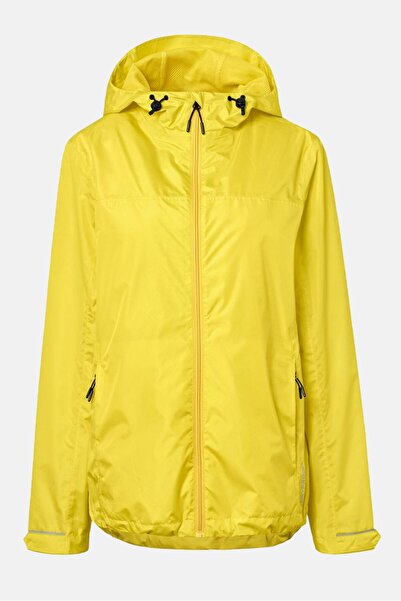 Tchibo Women Hooded Long Sleeve Solid Rain Jacket, Yellow