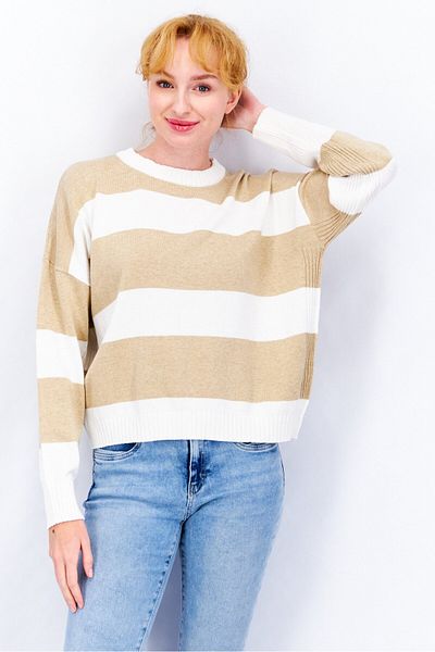Esprit Women Crew Neck Long Sleeve Stripe Sweatshirt, White