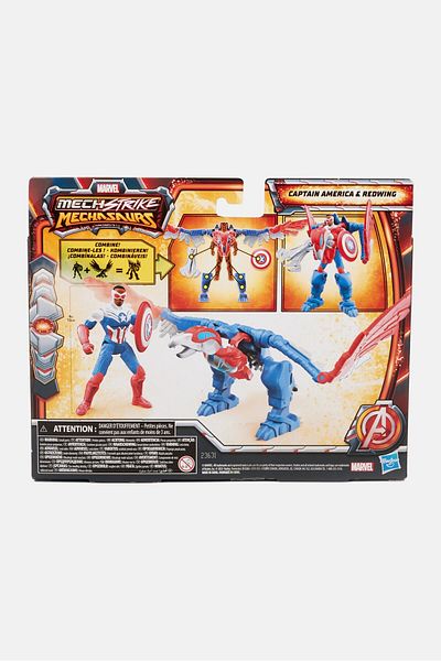 Marvel Mech Strike Mechasaurs Captain America And Redwing, Blue Combo