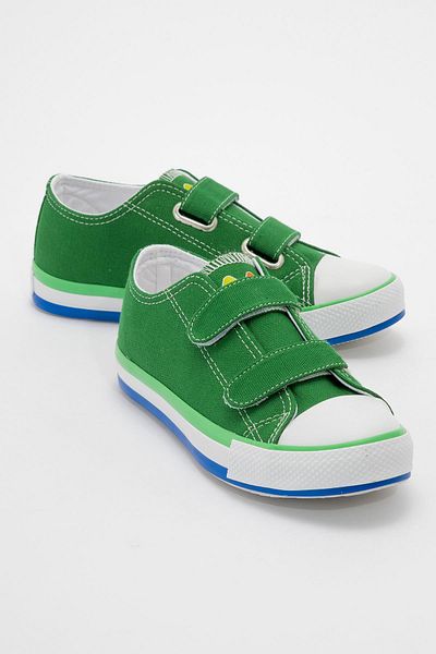 Ccway Pantofi sport verzi pentru copii - Velcro dublu