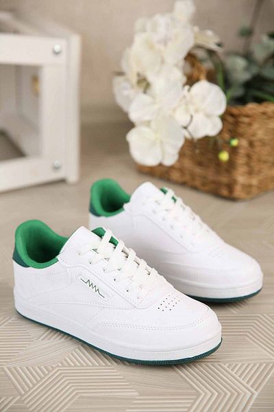 Ccway Pantofi sport cu șireturi de damă alb verde