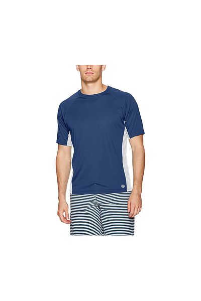 Mr.Swim Mr. Swim Men Color Block Upf 50 Swim Tee, Navy And White