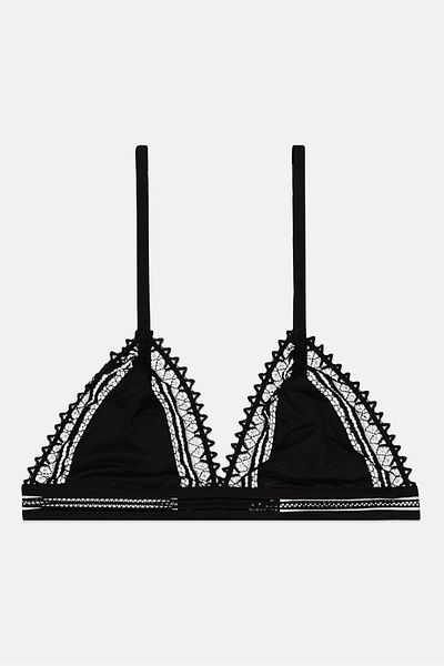 Etam Women Lace Triangle Non Padded Bra, Black